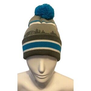Iowa Theme Unisex Winter Beanie Hat Gray Teal Cirque 100% Acrylic Ski Snowboard
